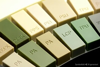 The image displays various types of plastic materials, each labelled with their respective abbreviations.